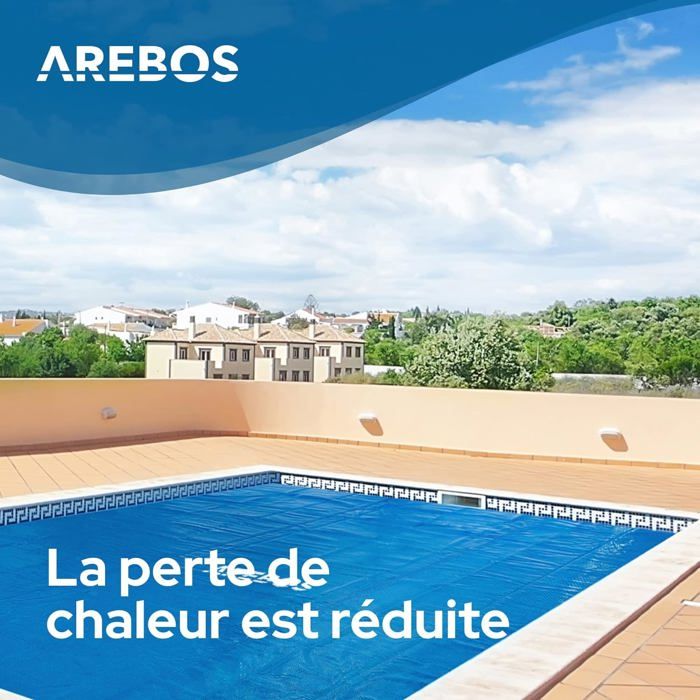 Bâche Solaire AREBOS Ronde Ø3,66m - Chauffage Piscine écologique, 120 µm, Bleu
