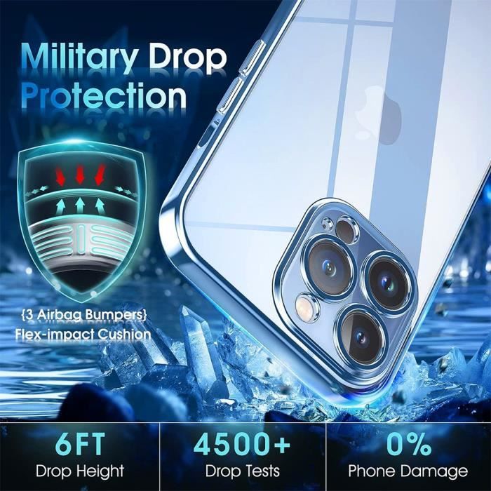 Coque iPhone 14 Pro Max revêtement métallique Magsafe transparent (vert