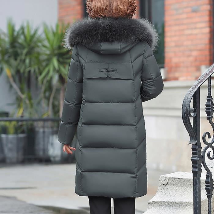 Veste matelassee mi longue pour femme grande taille hiver manteau en coton pour mere Gris Cdiscount Pret a Porter