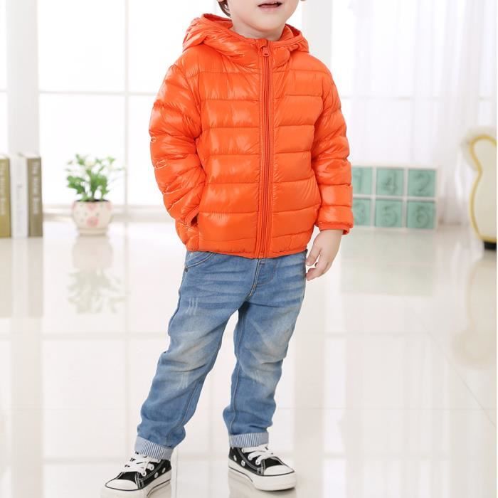 Doudoune MISSMAO Enfant Chaud Hiver Ultra Legere Vers Le Bas Manches Longues Garcon Capuche Chaud Orange Orange Cdiscount Pret a Porter