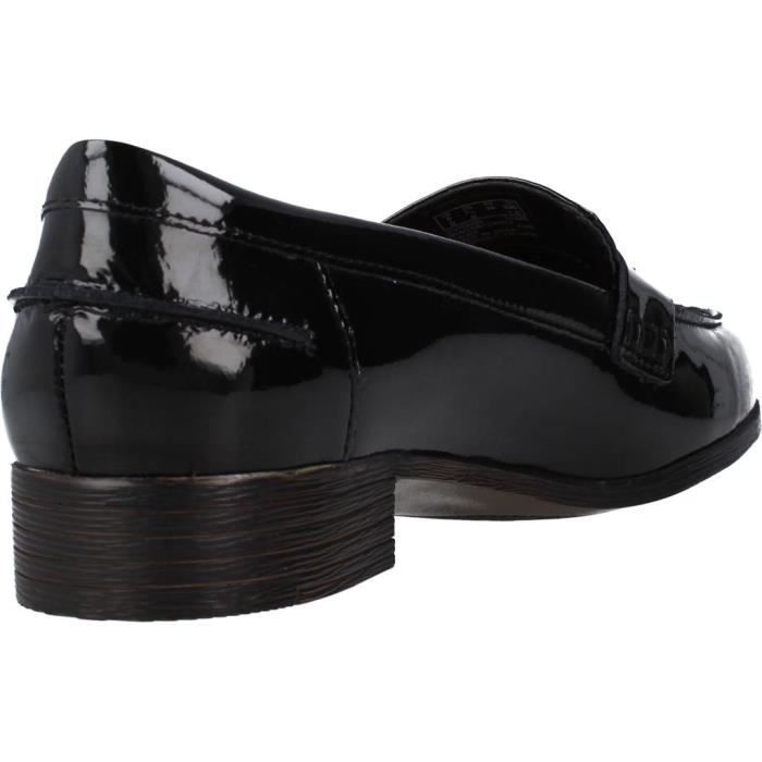 Mocassins Clarks Georgia Pour Femme - Cuir Souple - Noir - Taille Large