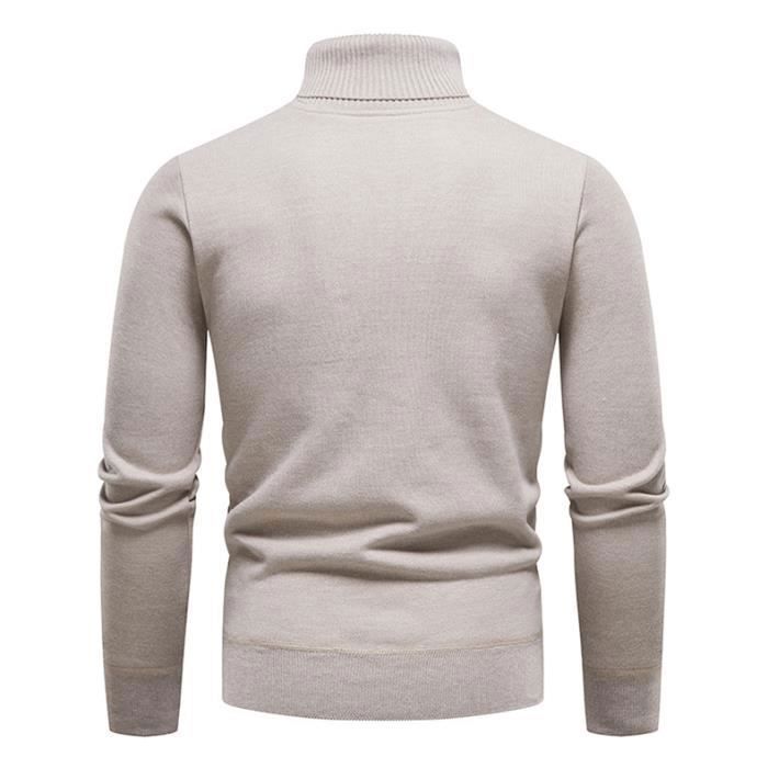 Sous Pull Homme Laine Col Roulé en Tricot Slim Fit Pullover Chaud