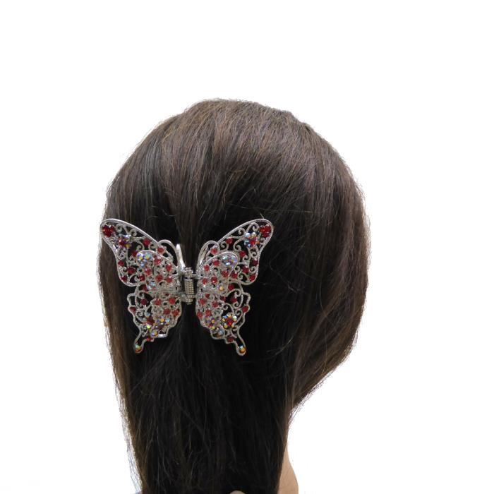 Pince à Cheveux Papillon Strass Cristal – Griffe Vintage Bronze, Coloris Multiples – Neuf Sans Boîte