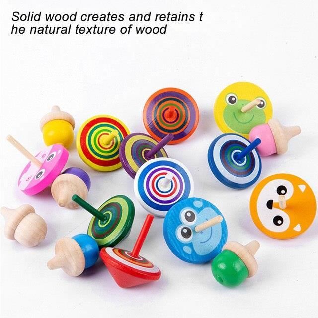 8pcs toupies en bois inachevées jouet bricolage peinture gyroscope