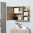 Armoire miroir de salle de bain avec étagère - KLEANKIN - Aspect chêne clair - 3 étagères latérales-3