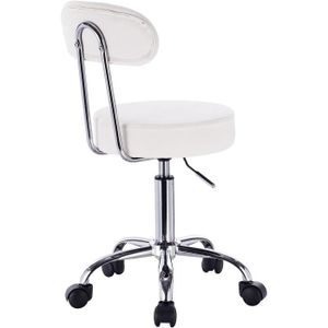 Tabouret De Bar Pivotant Tabouret De Travail À Roulettes Chaise De Bureau Avec Dossier Blanc - Foto 6