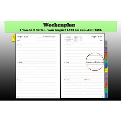 Agenda 2026 Semainier A5 - Planificateur Hebdomadaire Et Mensuel Avec Onglets, Pages En Couleur