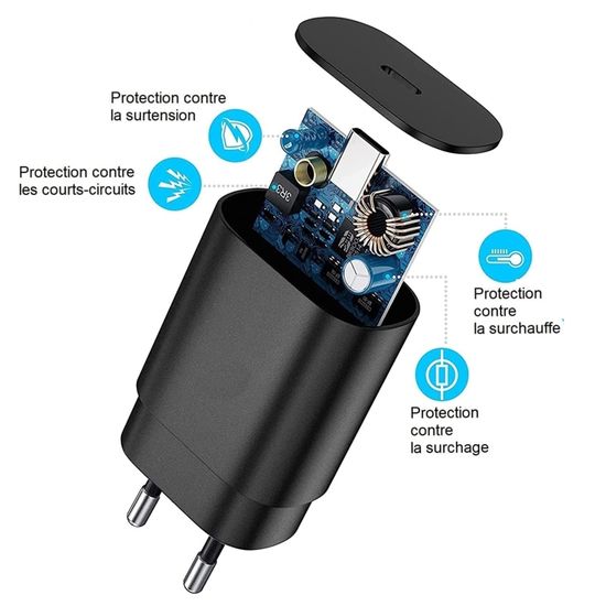 Chargeur Rapide 25W USB-C Pour Xiaomi Redmi - Compatible A5, Note 11, 13C Et Autres - PD QC 4.0