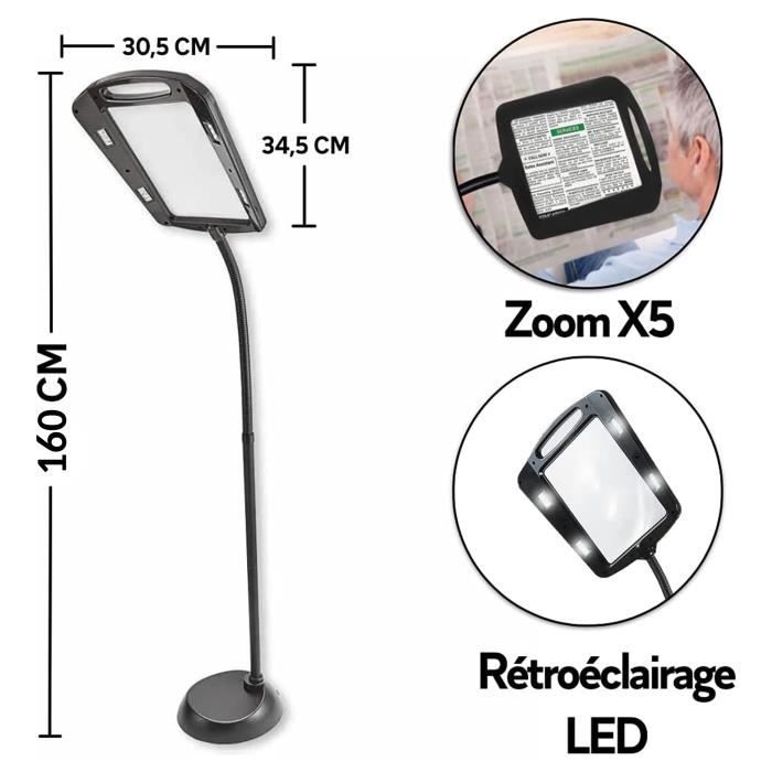 Maxi-loupe éclairante sur pied
