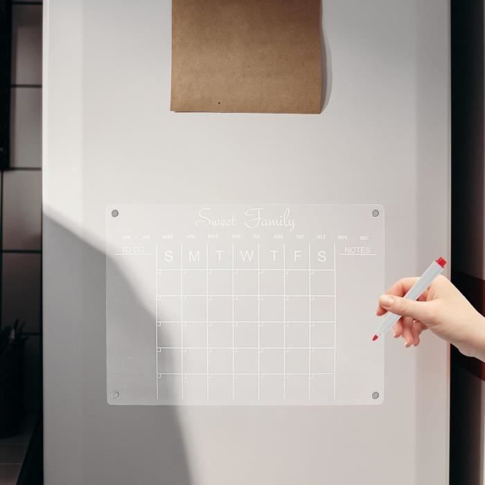 Calendrier blanc effaçable en acrylique B03D, tableau clair pour  réfrigérateur, planificateur hebdomadaire pour la maison et le bureau -  AliExpress