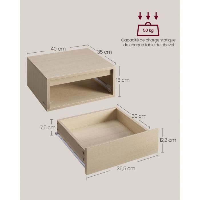Lot de 2 tables de chevet avec étagère 40 x 30,5 x 40 cm bois de pin blanc DEC034885 | Leroy Merlin