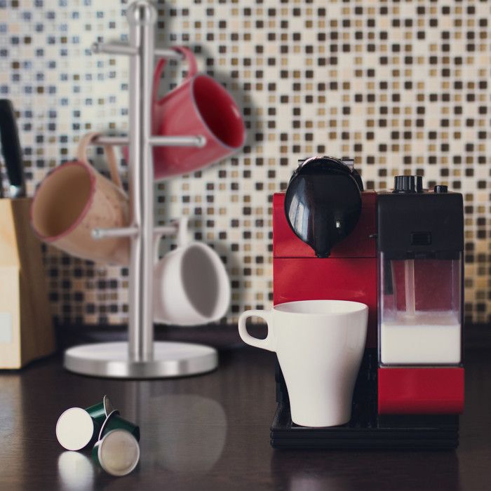 Relaxdays Bac à marc de café, barre en caoutchouc, pour machine porte-tamis, récupérateur, acier inox, argenté