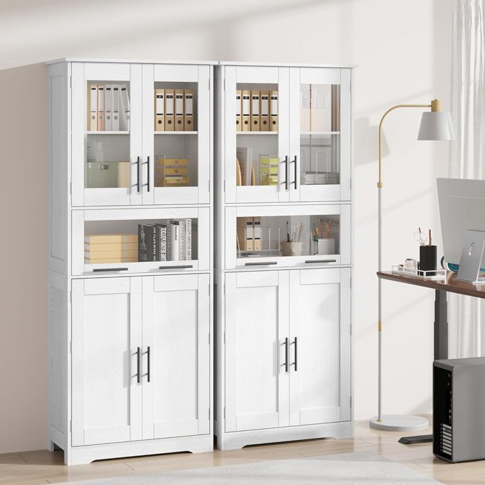 Armoire Haute Salle De Bain Colonne étroite De Rangement Blanc MDF 30x190x25 Cm