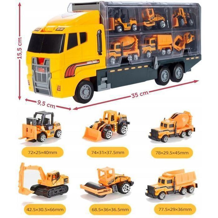 Camion Transporteur Avec Pistes De Course - 165 Cm Pliables, 10 Mini Voitures, Éjecteurs - Jouet Garçon Fille 3-6 Ans - Cadeau Enfant