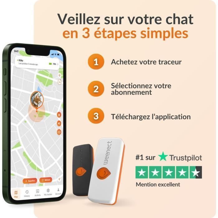 Traceur GPS Pour Chat Et Chien - Sans Abonnement - Léger Et étanche - Suivi En Temps Réel IOS/Android