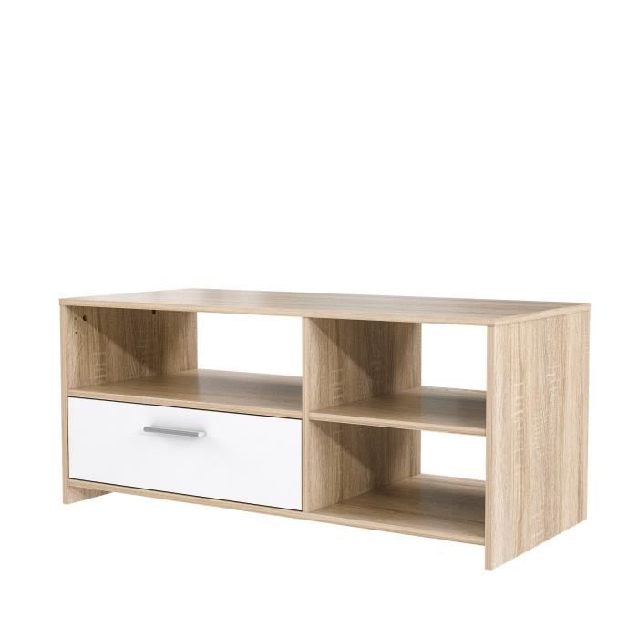FINLANDEK Table basse ARMANCE - Contemporain - Décor chêne sonoma et blanc mat - L 109,7 x l 52 cm