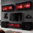 Ensembles de meubles TV Foggia Komodee - LED RGB - Noir Brillant - L235cm x H195cm x P35cm-0