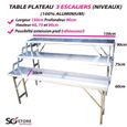 So Store Barnum - Lot de 2 Tables 3 Escaliers - 150 x 60 CM - Hauteur Extensible 75 à 90 CM - Aluminium-0