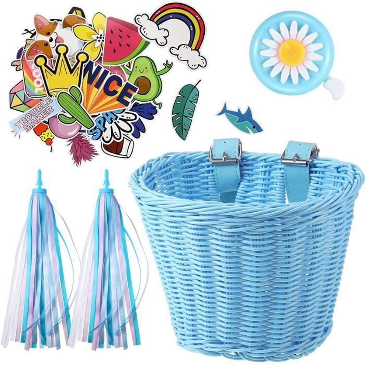 Panier vélo avant fixation par sangle sur cintre enfant P2R shark