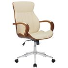 CLP Fauteuil de Bureau Melilla Similicuir avec Coque en Bois et Piètement Métal. [Noyer - Crème]