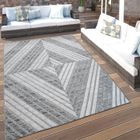 PACO HOME Tapis Intérieur Extérieur Pour Balcon Terrasse, Poils Ras Motif Losanges 3D, Gris [60x100 cm]