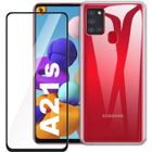 RASENA Coque Pour Samsung Galaxy A21s Transparente + Noir Verre trempé Protection écran, Souple Silicone étui Protecteur Bumper Housse