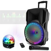 Enceinte Karaoke USB Bluetooth Autonome BOOST-12RGB-700 sur Batterie Avec Micro sans fil - Jeu Lumière Astro Rotatif LED RGB
