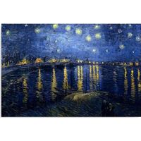 Tableau sur toile, Reproduction de la peinture de V. van Gogh - nuit étoilée sur le Rhône (I-55367) 100x70 cm