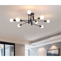 8 lumières Spoutnik Plafonnier réglable pour cuisine salon salle à manger chambre à coucher Foyer,Noir,E27(ampoules NON incluses)