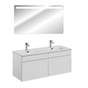 SALLE DE BAIN COMPLETE Ensembles salle de bain - Ensemble meubles double vasques à encastrer avec miroir - 120 cm - Emblematic White