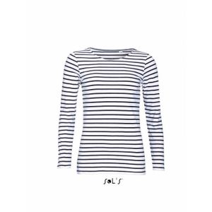 T-SHIRT t-shirt rayé marinière femme - manches longues - 01403 - bleu marine