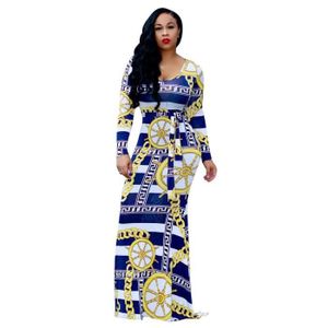 Femme V Col Robe De Soirée Longue Robe Bohême à 12 Manches