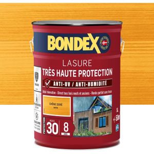 PEINTURE - VERNIS BONDEX - Lasure 8 ans - Indice 30 - Chêne Doré - Satin - 5L