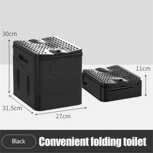WC - TOILETTES Toilettes de Camping, WC Camping Toilettes Portables Pliables Convient pour la Randonnée en Plein Air Le Camping en Voiture-noir