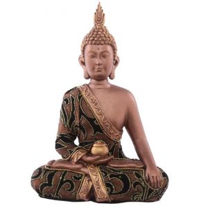 Feng Shui marron//or Bouddha figure 23 cm assis Sculpture décoration