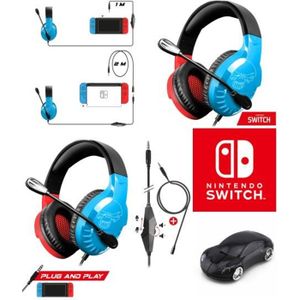 Casque Gamer Filaire V1 Rouge et Bleu Nintendo Switch pas cher 