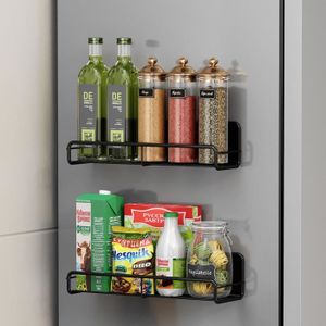 SUPER Étagère de Réfrigérateur Rangement Cuisine - Magnétique - Forte  Capacité Portante - En acier inox NOIR - Cdiscount Maison