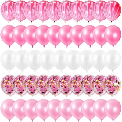 60 Ballons Rose & Or - Décoration Anniversaire Fille, Mariage, Fête Prénatale - 30,5cm Avec Ballons à Confettis - Lot Complet Avec Rubans - 7