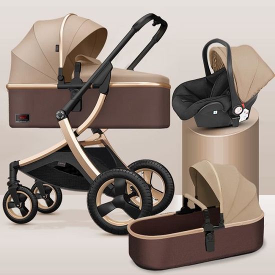 L Wb Poussette 3 En 1 Pour Bebe Pour Coquille Doeuf De Grande Capacite Pour Assis Et Couche Enfant En Bas Age A Deux Voies Fauteuil Avec Lit Bebe Combo Poussettes 0 3 Ans Bebe