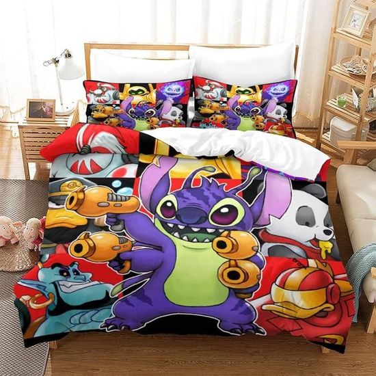 Parure De Lit Lilo Et Stitch Bébé - Housse Couette 100x135cm + Taie - 100% Coton Doux