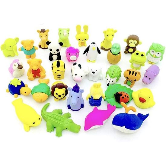 10 Gommes Puzzle 3D Détachables – 5 Formes – TPR Multicolore – Cadeau école
