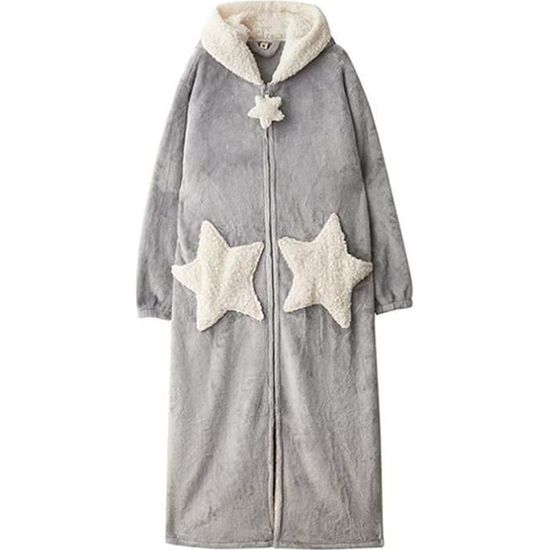 Peignoir Court Femme Zip Capuche - 100% Coton - Rayures Horizontales - Parfait Maison, Piscine, Hôtel