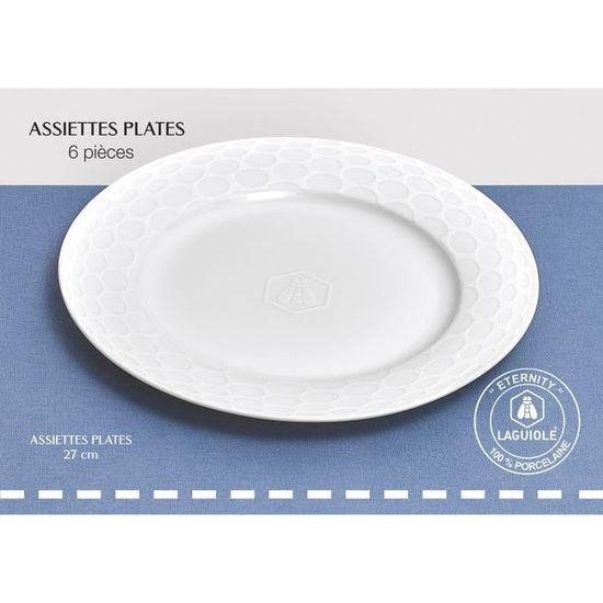 Laguiole - Lot de 6 assiettes plates blanc Serenity