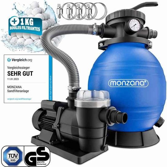 VidaXL Pompe à Filtre à Sable Piscine 600W 17000 L/h - Filtration Puissante Avec Vanne Multiport