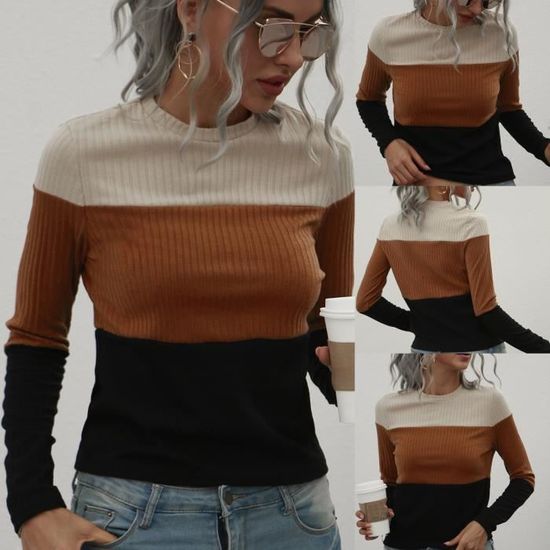 Sweat Femme Oversized Sweat Surdimensionné Femme à Rayures - Col Rond Manches Longues - Style Y2K Décontracté - Hiver Et Automne Sweat-shirt Femme