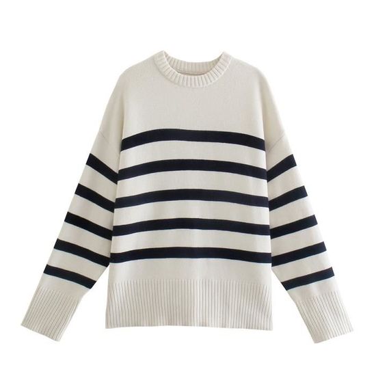 Pull rayé décontracté femme coupe ample main image 0
