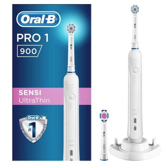 Oral-B PRO 1 900 Brosse à Dents Électrique Rechargeable avec 1 Manche Capteur de Pression et 1 Brossette, Technologie 3D, Noir