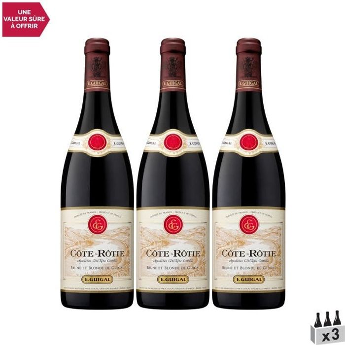 Côte Rôtie Brune et Blonde de Guigal Rouge 2018 - Lot de 3x75cl - Maison Guigal - Vin AOC Rouge de la Vallée du Rhône