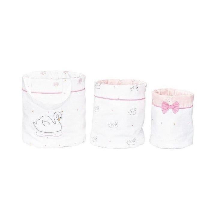 Lot de 3 paniers de rangement baby swan - sauthon baby deco