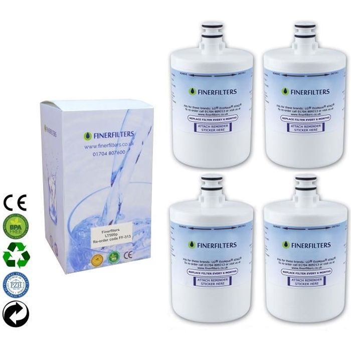 4 x Filtre frigo compatible Finerfilters LT500P pour LG & ATAG